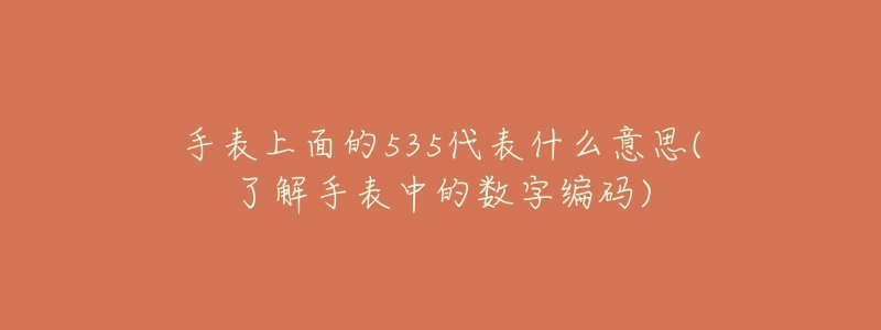 手表上面的535代表什么意思(了解手表中的数字编码)