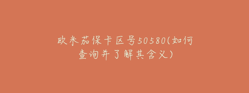 欧米茄保卡区号50580(如何查询并了解其含义)