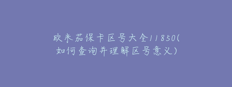 欧米茄保卡区号大全11850(如何查询并理解区号意义)