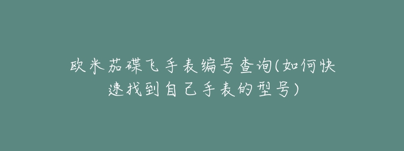 欧米茄碟飞手表编号查询(如何快速找到自己手表的型号)