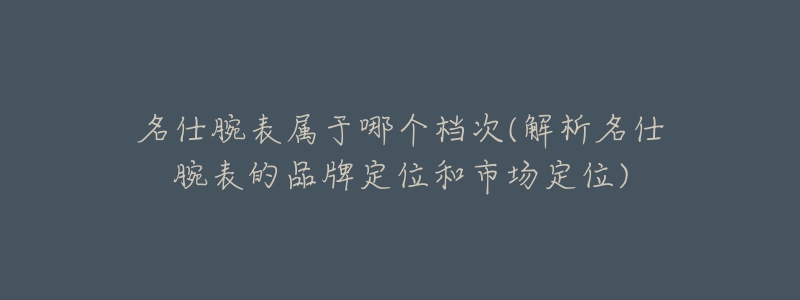 名仕腕表属于哪个档次(解析名仕腕表的品牌定位和市场定位)