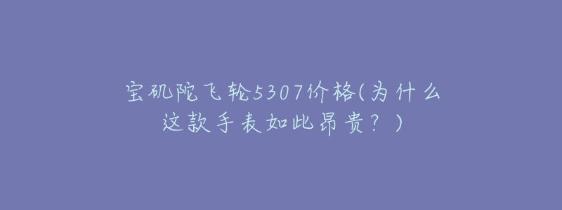 宝矶陀飞轮5307价格(为什么这款手表如此昂贵？)