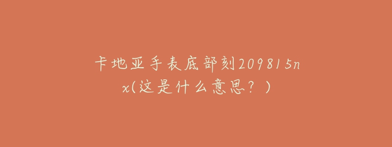 卡地亚手表底部刻209815nx(这是什么意思？)