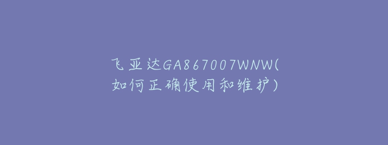 飞亚达GA867007WNW(如何正确使用和维护)