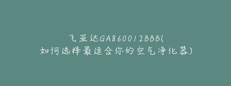 飞亚达GA860012BBB(如何选择最适合你的空气净化器)