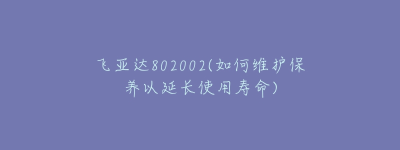 飞亚达802002(如何维护保养以延长使用寿命)