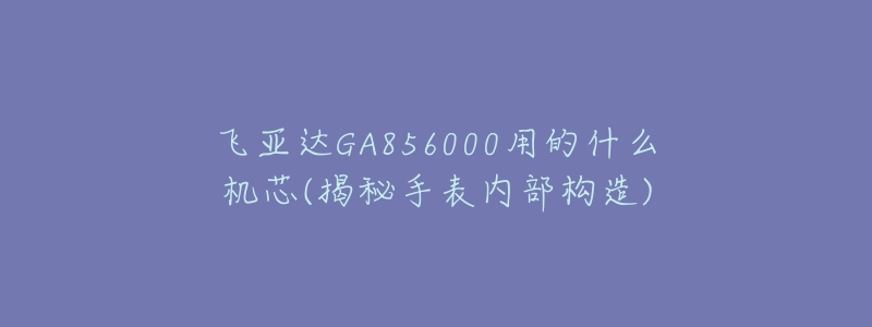 飞亚达GA856000用的什么机芯(揭秘手表内部构造)