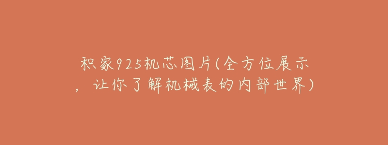 积家925机芯图片(全方位展示，让你了解机械表的内部世界)