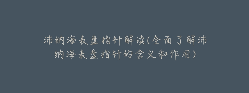 沛纳海表盘指针解读(全面了解沛纳海表盘指针的含义和作用)