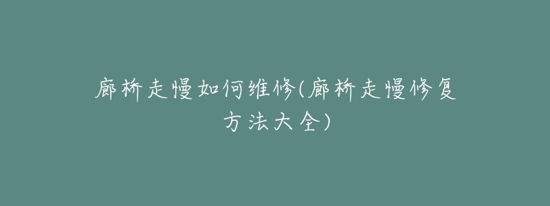 廊桥走慢如何维修(廊桥走慢修复方法大全)