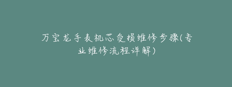 万宝龙手表机芯受损维修步骤(专业维修流程详解)