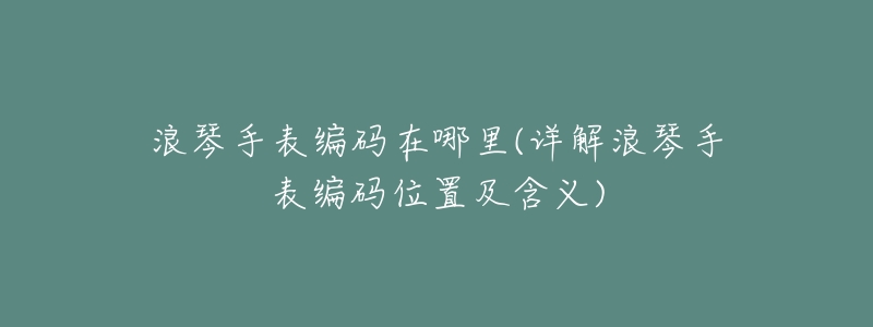 浪琴手表编码在哪里(详解浪琴手表编码位置及含义)