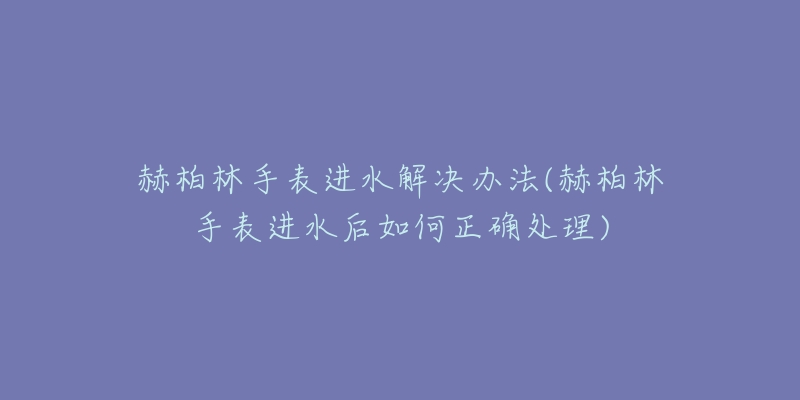 赫柏林手表进水解决办法(赫柏林手表进水后如何正确处理)