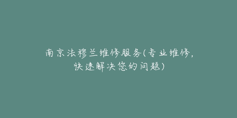 南京法穆兰维修服务(专业维修，快速解决您的问题)