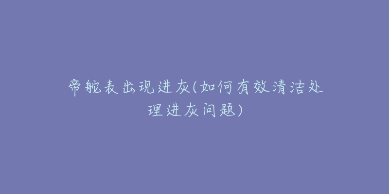 帝舵表出现进灰(如何有效清洁处理进灰问题)