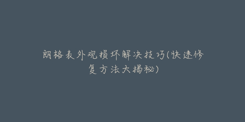 朗格表外观损坏解决技巧(快速修复方法大揭秘)