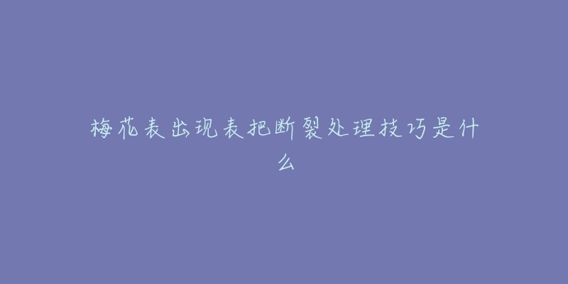 梅花表出现表把断裂处理技巧是什么