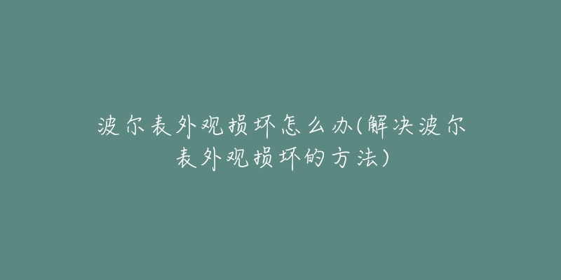 波尔表外观损坏怎么办(解决波尔表外观损坏的方法)