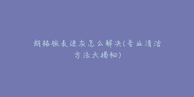 朗格腕表进灰怎么解决(专业清洁方法大揭秘)