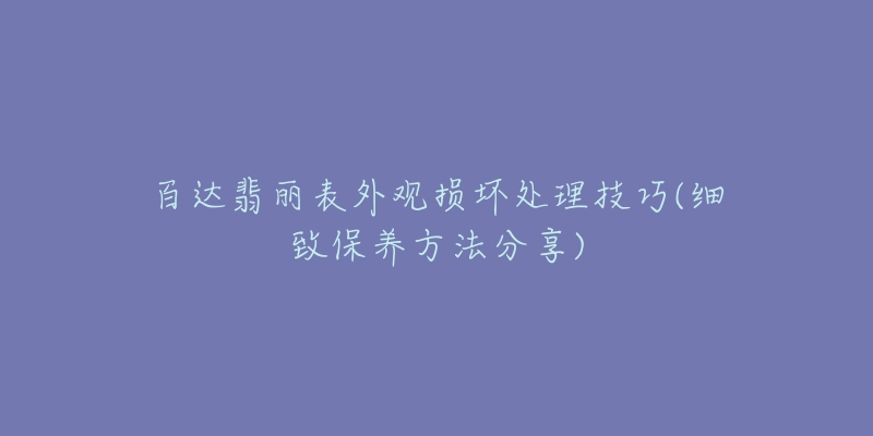 百达翡丽表外观损坏处理技巧(细致保养方法分享)