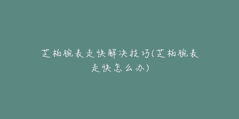 芝柏腕表走快解决技巧(芝柏腕表走快怎么办)