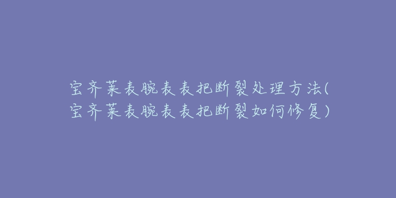 宝齐莱表腕表表把断裂处理方法(宝齐莱表腕表表把断裂如何修复)