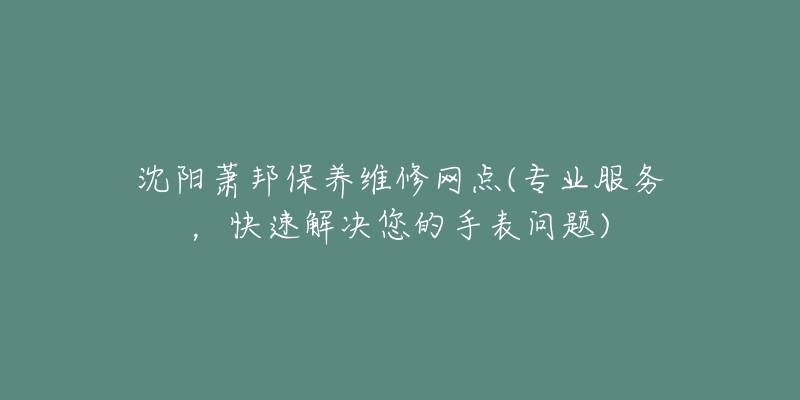 沈阳萧邦保养维修网点(专业服务，快速解决您的手表问题)