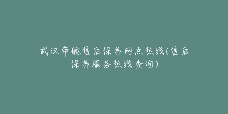 武汉帝舵售后保养网点热线(售后保养服务热线查询)