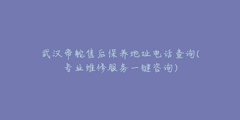 武汉帝舵售后保养地址电话查询(专业维修服务一键咨询)