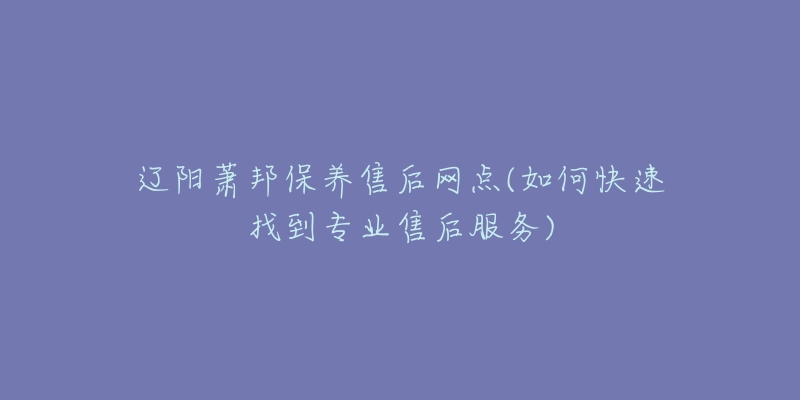 辽阳萧邦保养售后网点(如何快速找到专业售后服务)