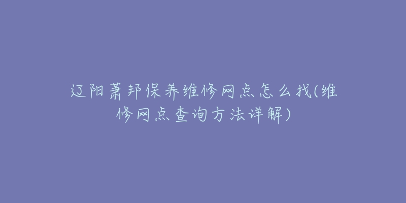 辽阳萧邦保养维修网点怎么找(维修网点查询方法详解)