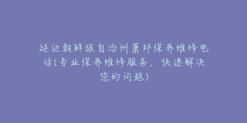 延边朝鲜族自治州萧邦保养维修电话(专业保养维修服务，快速解决您的问题)