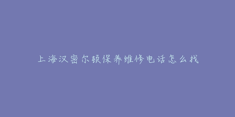 上海汉密尔顿保养维修电话怎么找