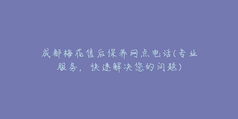 成都梅花售后保养网点电话(专业服务，快速解决您的问题)