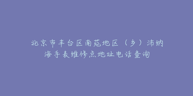 北京市丰台区南苑地区（乡）沛纳海手表维修点地址电话查询